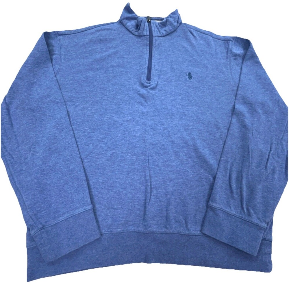 Polo Ralph Lauren Sweater‎ Men Large Blue Pullover Quarter Zip Sweatshirt Soft O